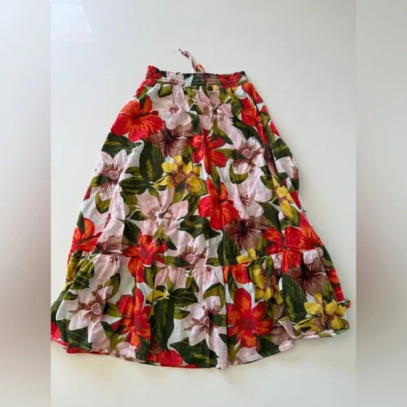 AERIE-Tropical-Floral-Maxi-Skirt-Elastic-Pink-Red-Green-Vacation-Cruise-XS - Picture 4 of 8